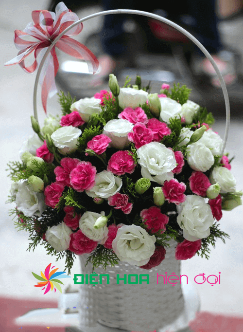 Giỏ hoa tường trắng tình yêu - DH142