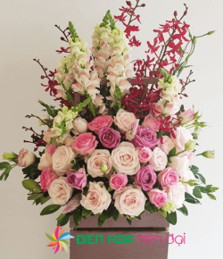 Giỏ hoa dịu dàng hồng yến – DH150
