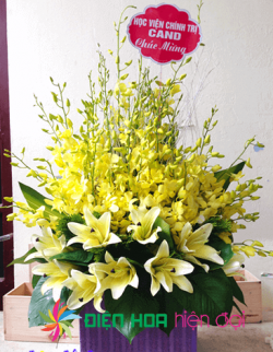 Giỏ hoa lan ly vàng – DH171