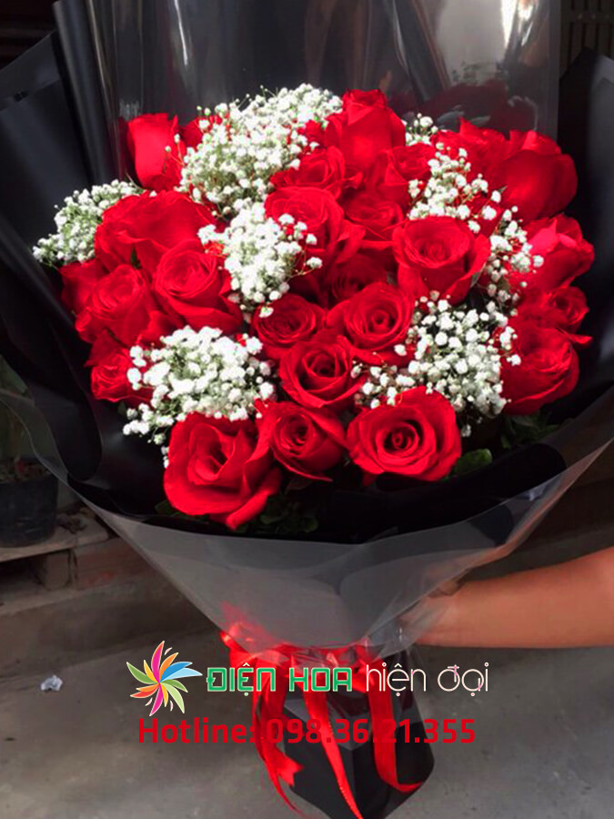 Bó hoa sinh nhật hồng đỏ nhập - DH220