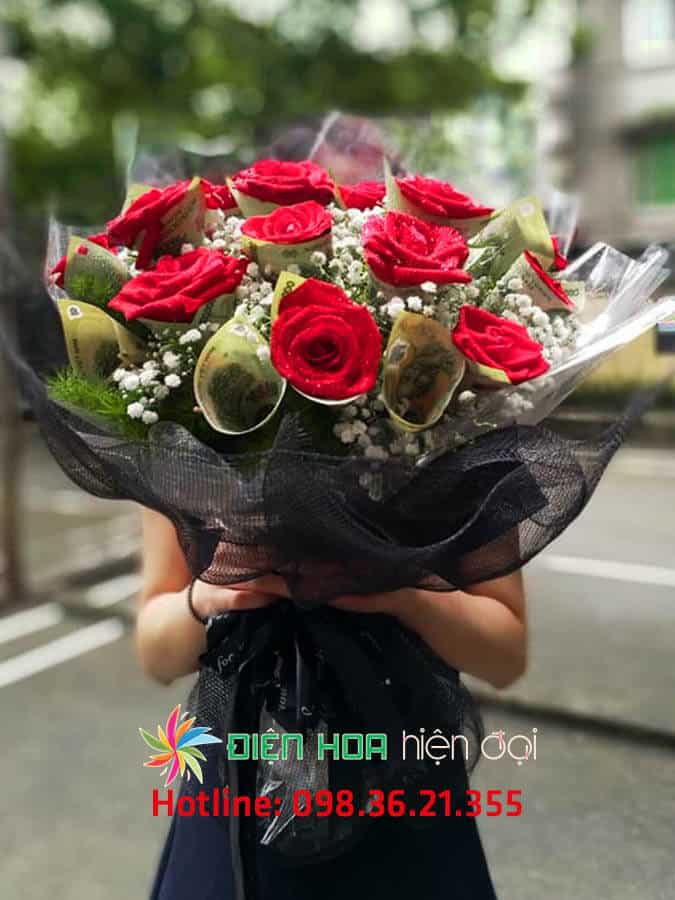 Bó hoa hồng tiền 100k - DH250